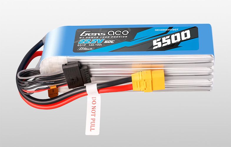 Battery Gens Ace G-Tech 5500mAh 22.2V 60C 6S1P LIPO with XT90 connector, Gens ace GEA556S60X9GT