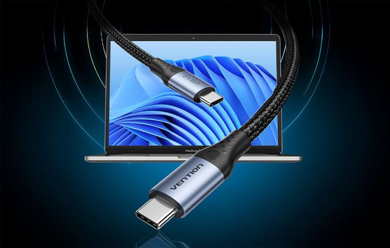 USB-C to USB-C 240W Vention TAVHF USB 4.0 5A 1m 40Gbps cable (gray), Vention TAVHF