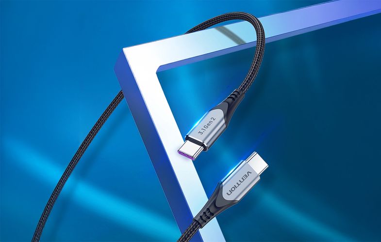 USB-C to USB-C 100W Vention TAHHD 5A 0.5m USB 3.1 Gen2 4K cable (gray), Vention TAHHD