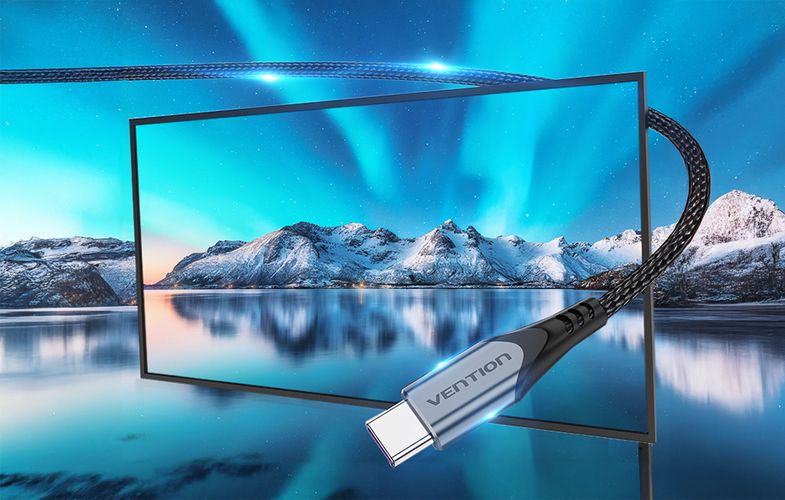 USB-C to USB-C 100W Vention TAHHD 5A 0.5m USB 3.1 Gen2 4K cable (gray), Vention TAHHD