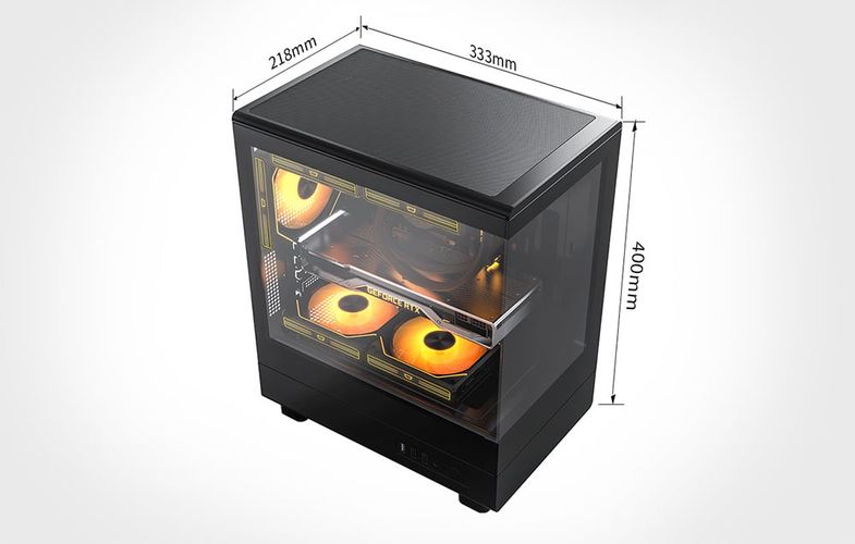 Darkflash DB330M computer case + 3 aRGB fans (black), Darkflash DB330M Black