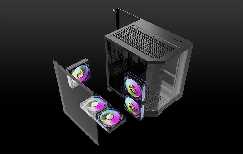 Darflash FT350 computer case + 5 aRGB fans (black), Darkflash FT350 Black