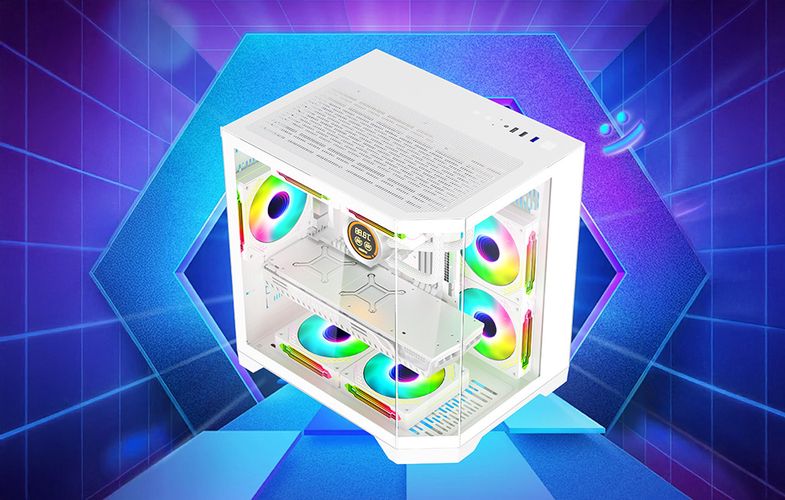 Darflash FT350 computer case + 5 aRGB fans (white), Darkflash FT350 White