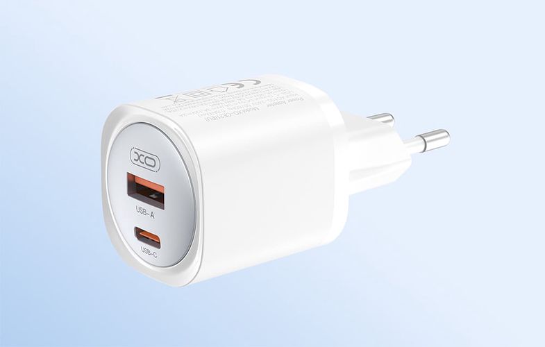 Wall charger XO CE21, 30W, GaN, 1x USB-C, 1x USB-A, XO CE21