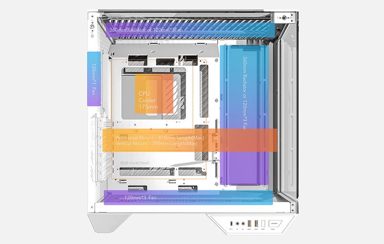 Darkflash DY470 computer case (white), Darkflash DY470 White NO FANS