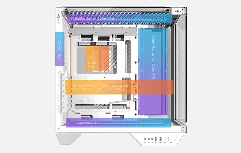 Darkflash DY470 computer case (white) + 4 fans, Darkflash DY470 White