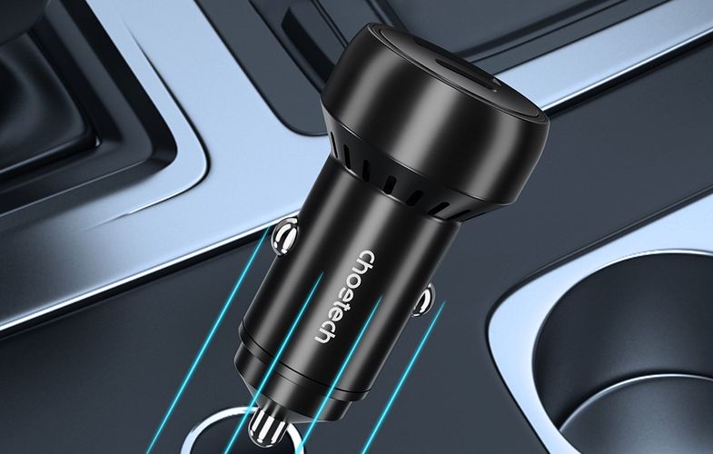 Choetech 60W 2xUSB-C+USB-A car charger (black), Choetech TC0014