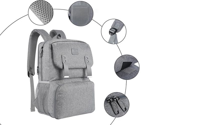 Laptop Backpack / Lunch Bag 15.6'' Matein 1161 USB Grey, Matein 1161