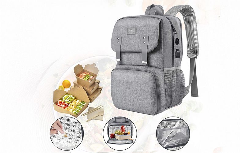 Laptop Backpack / Lunch Bag 15.6'' Matein 1161 USB Grey, Matein 1161