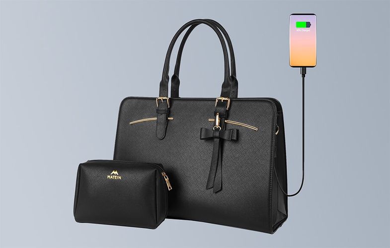 Women's 15.6'' laptop bag with cosmetic case Matein 1310 Black USB, Matein 1310