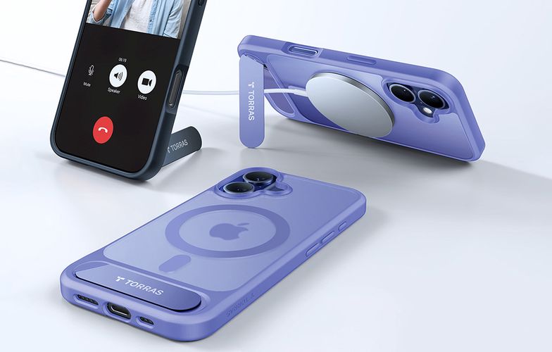Torras Pstand Series Case for iPhone 16 (Blue), Torras X00FX1934