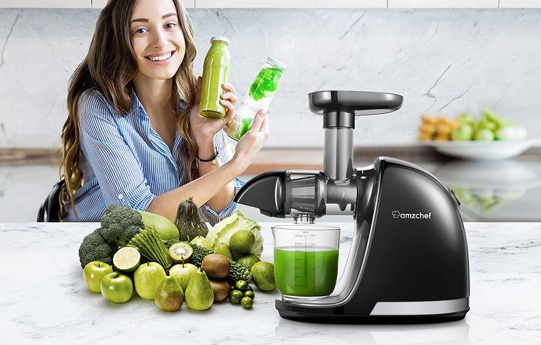 AMZCHEF 1501-BK-SM slow-running juicer (black), AMZCHEF ZM1501-BK-SM