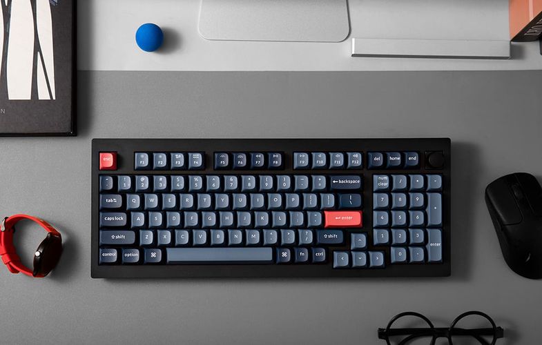 Keychron V5 Max QMK/VIA RGB Knob Red Switch Wireless Mechanical Keyboard (black), Keychron V5M-D1