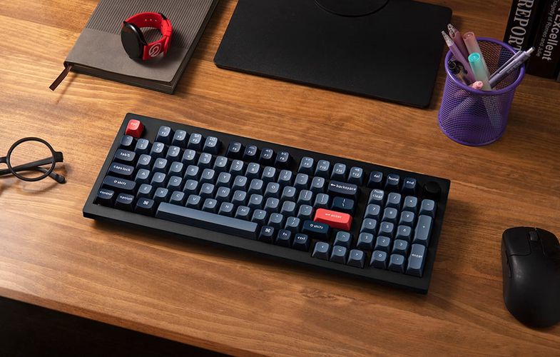 Keychron V5 Max QMK/VIA RGB Knob Red Switch Wireless Mechanical Keyboard (black), Keychron V5M-D1