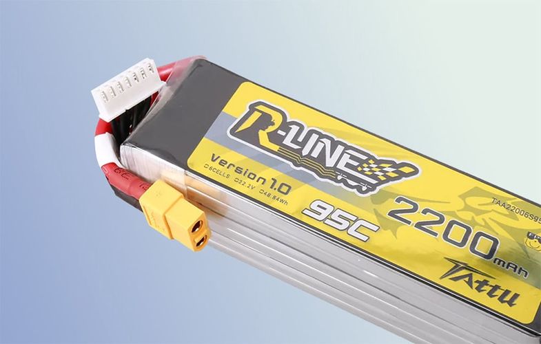 Lipo Tattu R-Line 22.2V 2200mAh 6S 95C battery with XT60 connector, Tattu TAA22006S95X6