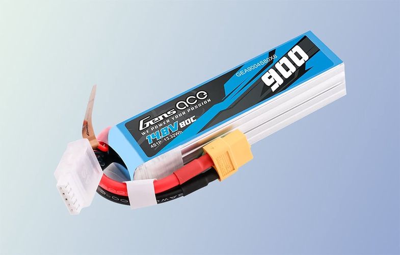 Lipo Gens Ace 900mAh 14.8V 80C 4S1P battery with XT60 connector, Gens ace GEA9004S80X6