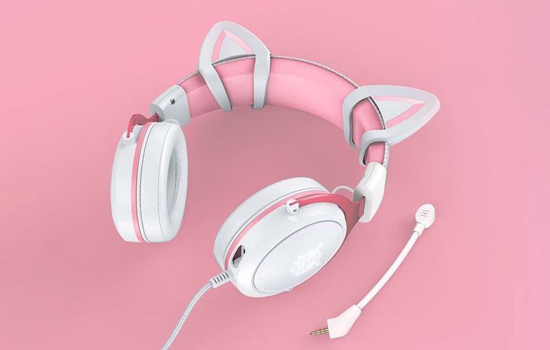 ONIKUMA X10 White/Pink/Cat Ears Gaming Headphones, ONIKUMA X10 Cat Ears