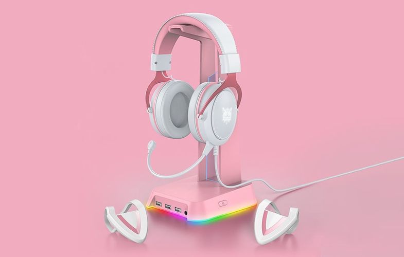 ONIKUMA X10 White/Pink/Cat Ears Gaming Headphones, ONIKUMA X10 Cat Ears