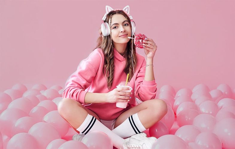 ONIKUMA X10 White/Pink/Cat Ears Gaming Headphones, ONIKUMA X10 Cat Ears