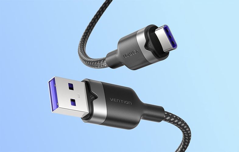 USB 2.0 A to USB-C 6A Vention CTOBH 2M cable (black), Vention CTOBH