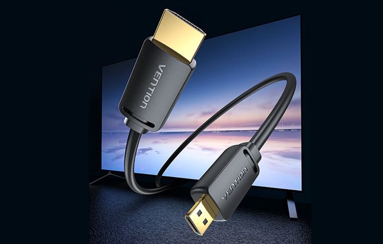 HDMI-D Male to HDMI-A Male Cable Vention AGIBF 1m, 4K 60Hz (Black), Vention AGIBF