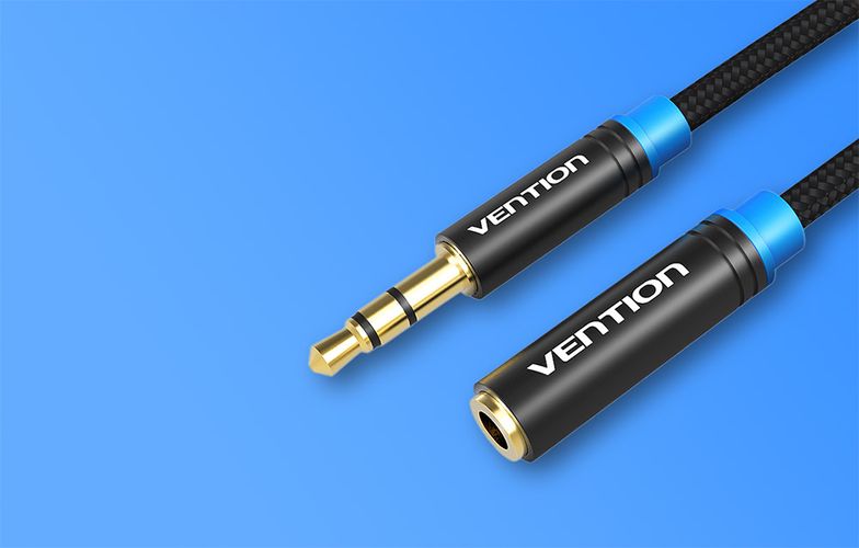 Cable Audio Braided 3.5mm male-female Vention VAB-B06-B500-M 5m Black, Vention VAB-B06-B500-M