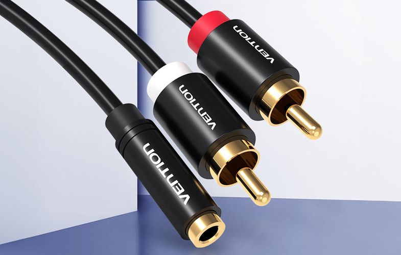 Cable Audio 3.5mm Female to 2x RCA Male Vention VAB-R01-B100 1m Black, Vention VAB-R01-B100