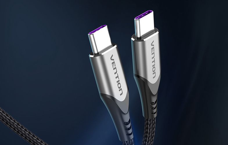 USB-C 2.0 to USB-C Cable Vention TAEHD 0.5m PD 100W Gray, Vention TAEHD