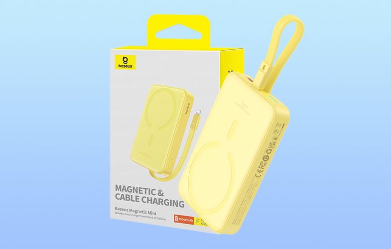 Powerbank Baseus Magnetic Mini 10000mAh, USB-C 20W MagSafe (yellow), Baseus P10022109Y23-00