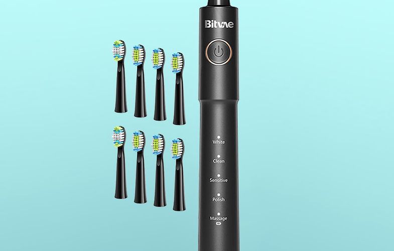 Sonic toothbrush with tip set and case Bitvae BV E11 (black), Bitvae BV E11 Black