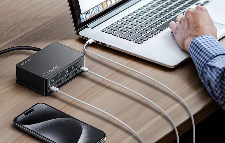 Desktop Charger Blitzwolf BW-i9 110W PD 3xUSB-A, 2xUSB-C (black), BlitzWolf BW-i9