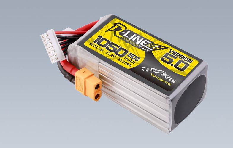 Tattu R-Line 5.0 1050mAh 22.2V 6S 150C XT60 Plug Battery, Tattu TAA10506S15X6