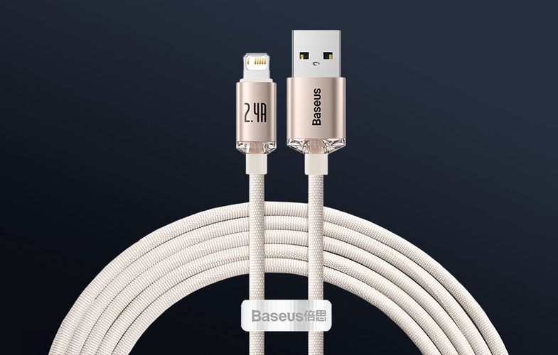 Kabel USB do iP Baseus Crystal Shine, 2.4A, 2m (różowy), Baseus CAJY001204