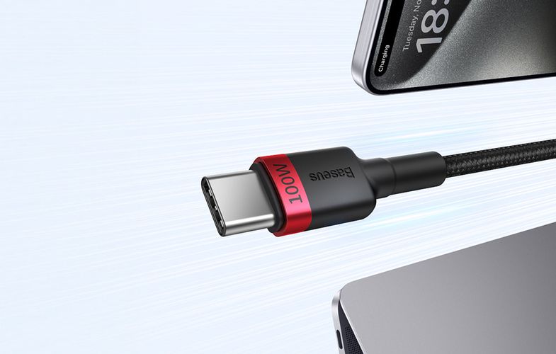 Cable Baseus Cafule USB-C to USB-C 100W,2m, 2psc (Red Black, Grey Black), Baseus P10318306003-01