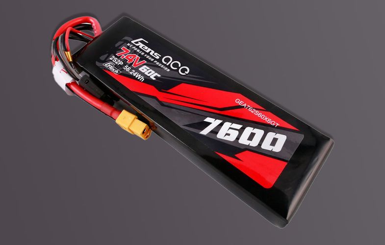 Gens ace G-Tech 7600mAh 7.4V 60C 2S2P Lipo Battery PC mat Battery, Gens ace GEA762S60X6GT