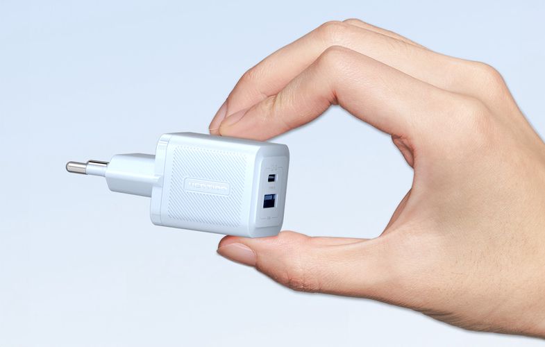Wall charger, Vention, FEQW0-EU,  USB-C + USB- A,  30W/30W , GaN (white), Vention FEQW0-EU