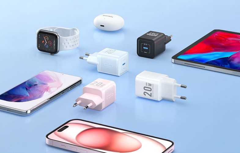 Wall charger, Vention, FEPL0-EU, USB-C, 20W, GaN (blue), Vention FEPL0-EU