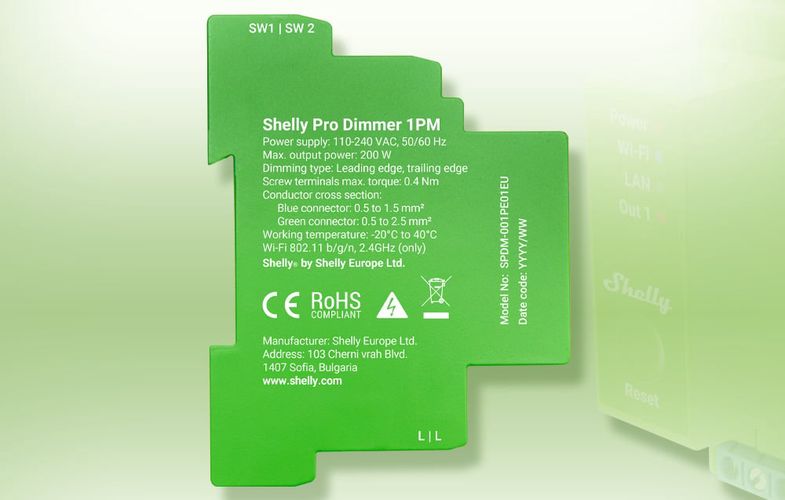 Shelly Pro Dimmer 1 DIN Rail Smart Switch, 1-channel, Shelly ProDimmer1