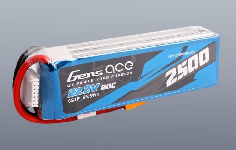 Gens ace 2500mAh 22.2V 80C 6S1P Lipo Battery Pack with XT60 plug, Gens ace GEA25006S80X6