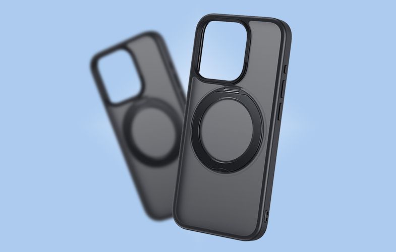 Phone Case Baseus SkyRing Magnetic with Stand for iP 15 Pro + tempered-glass and cleaning kit (black), Baseus P60161006101-05