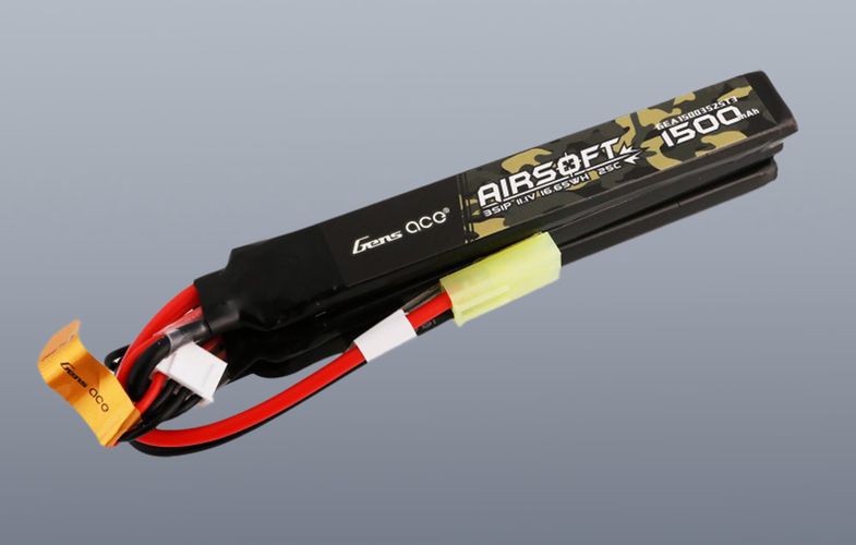 Gens ace 25C 1500mAh 3S1P 11.1V Nunchuck 3X Airsoft Gun Lipo Battery with mini Tamiya Plug, Gens ace GEA15003S25T3