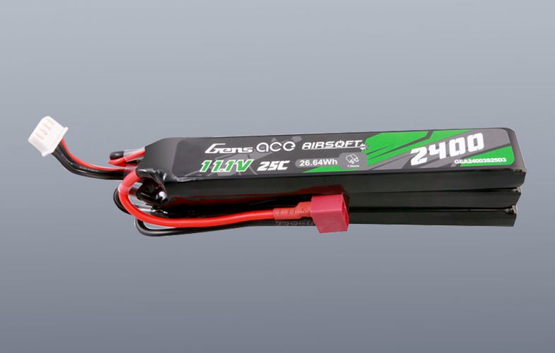 Gens ace 25C 2400mAh 3S2P 11.1V NUNCHUCK 3X Airsoft Gun Lipo Battery with Deans(T) Plug, Gens ace GEA24003S25D3