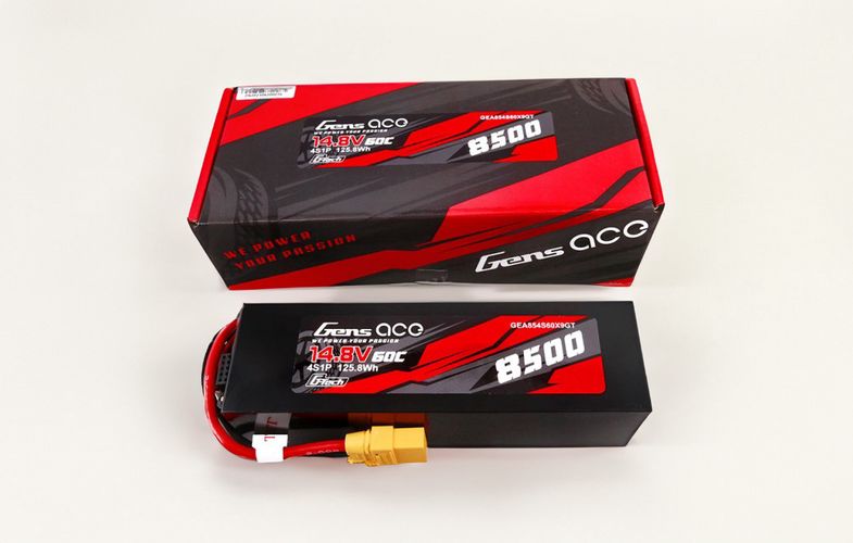 Gens ace G-Tech 8500mAh 14.8V 60C 4S1P Lipo Battery Pack PC Material Case with XT90 plug, Gens ace GEA854S60X9GT