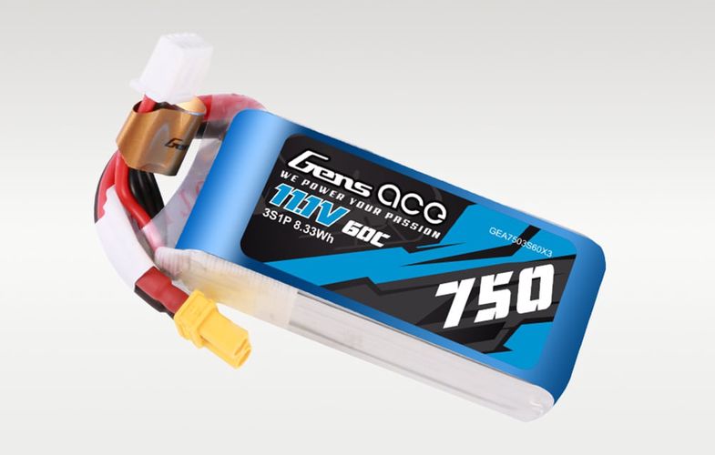 Gens Ace 750mAH 11.1V 60C 3S1P Lipo battery with XT30 connector, Gens ace GEA7503S60X3