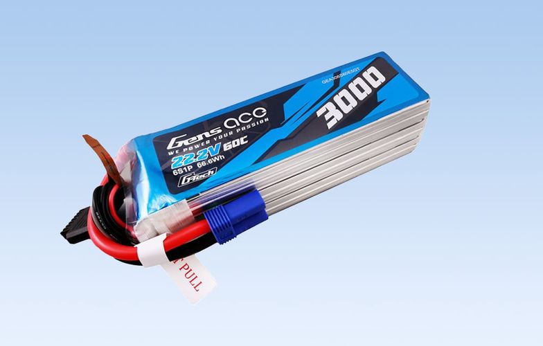 Gens ace G-Tech 3000mAh 22.2V 60C 6S1P Lipo Battery Pack with EC5 plug, Gens ace GEA306S60E5GT