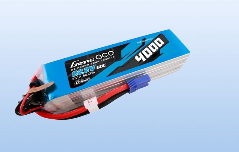 Gens ace G-Tech 4000mAh 22.2V 60C 6S1P Lipo Battery Pack with EC5 Plug, Gens ace GEA406S60E5GT