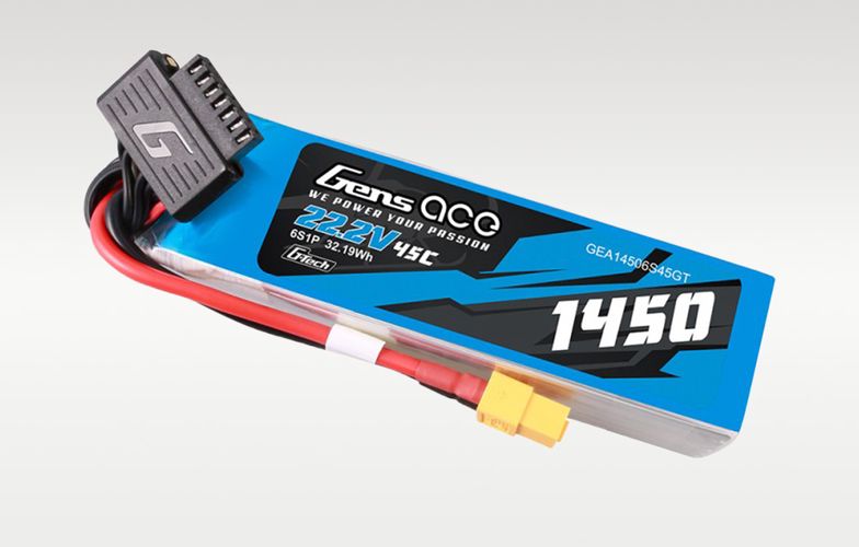 Gens Ace G-Tech 1450mAh 22.2V 45C 6S1P Lipo Battery Pack with XT60 Plug, Gens ace GEA14506S45GT