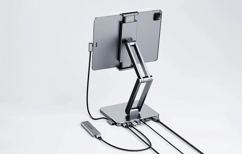 Docking station with stand for Tablet/iPad, INVZI, MH03, MagHub, 3x USB-C, 2x USB-A, INVZI MH03