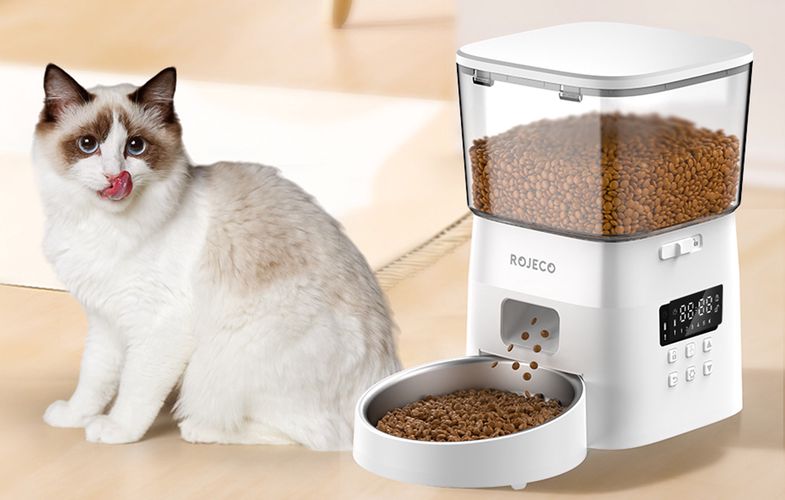 Rojeco 2L Automatic Pet Feeder Button Version (White), Rojeco "RWSQAJO-2L02 "