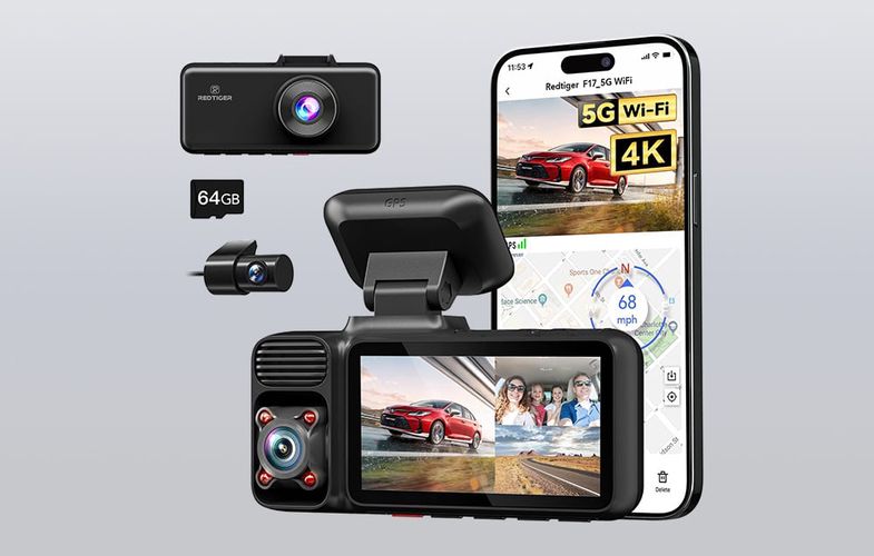 Redtiger F17 Dash cam WiFi Front and Rear Camera (4K, Touch), Redtiger F17